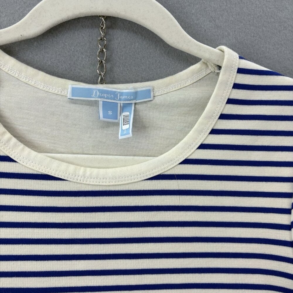 Draper James Striped Top Short Sleeve Embroidered Floral Size Small Boho, Casual - Picture 3 of 9